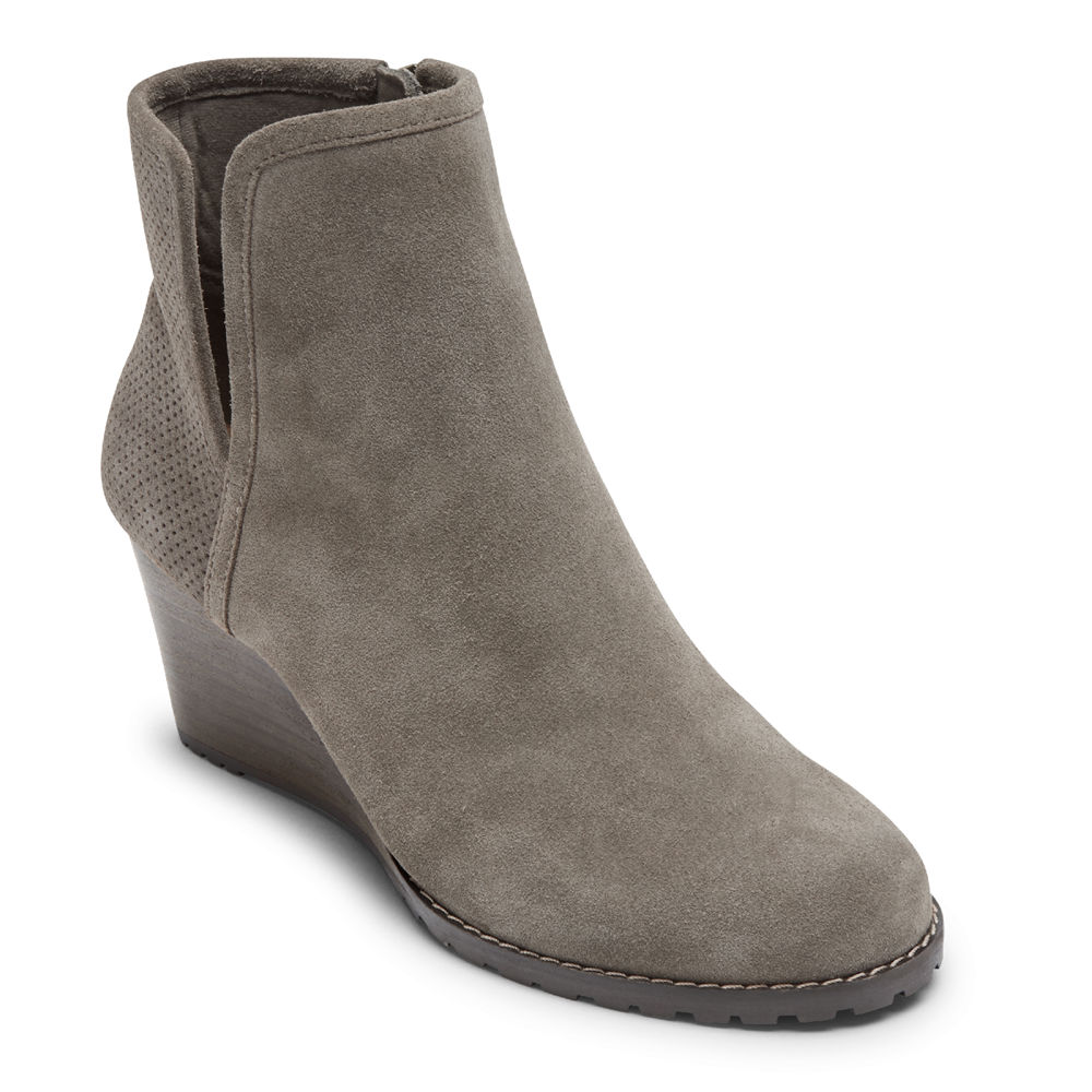 Rockport Womens Booties Grey - Hollis V-Cut - UK 234-WHXYGN